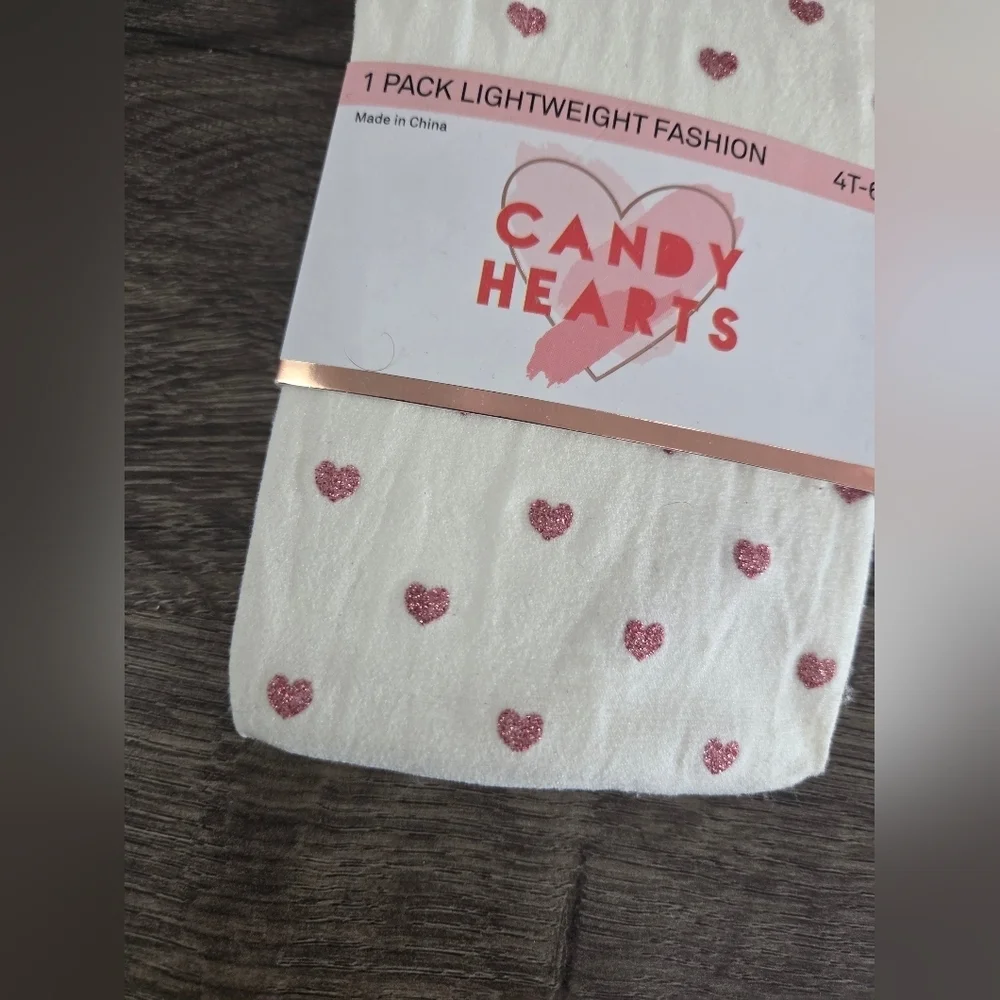 Girls Tights With Heart Patterns Size 4t-6t NEW